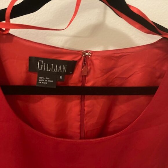 Bright Red Knee Length Silk Dress - Picture 3 of 3